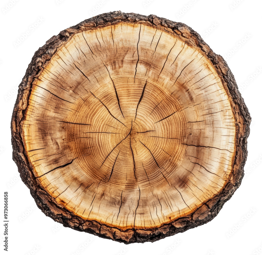 Fototapeta premium PNG Textured wooden tree stump with rings