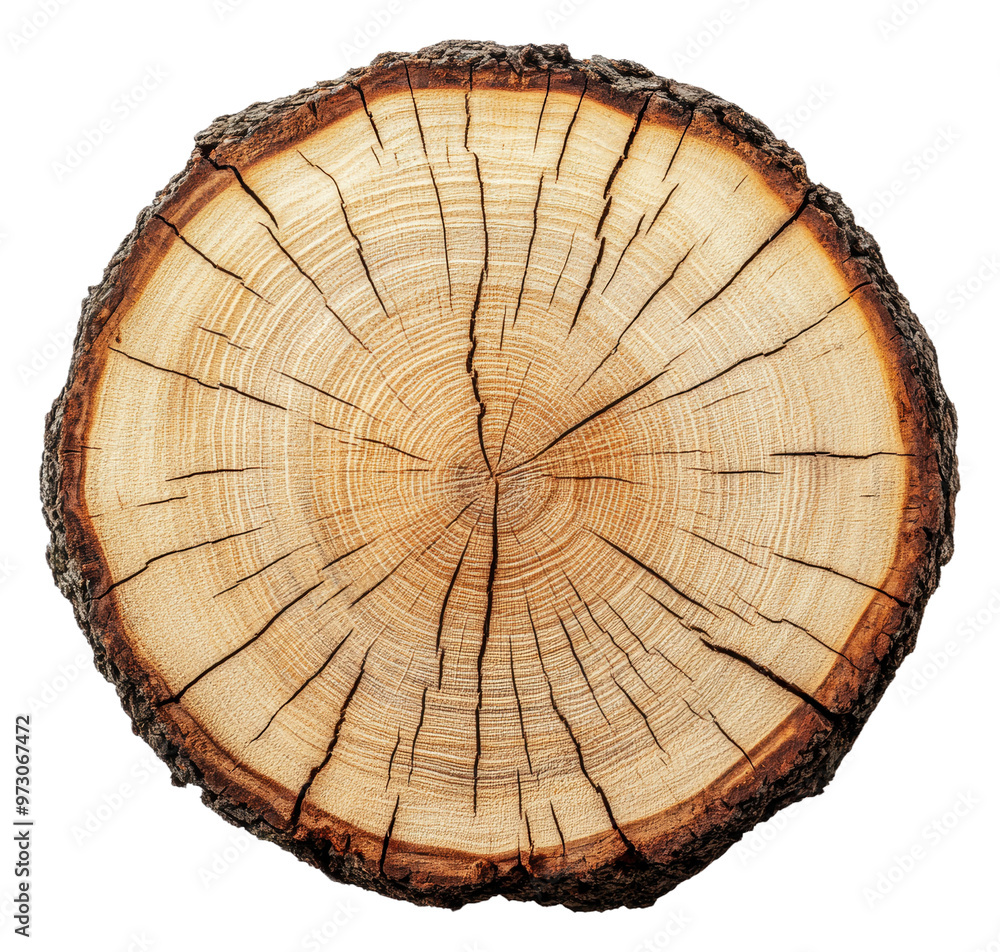 Fototapeta premium PNG Tree trunk cross-section with growth rings