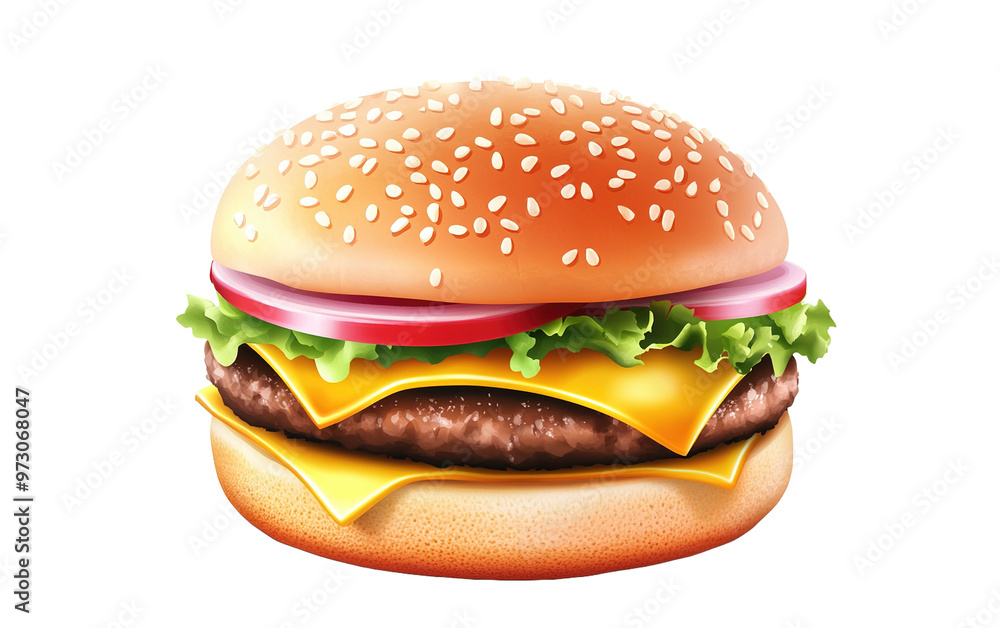 Tasty burger fast food vector on transparent background, png Tasty burger fast food vector on transparent background, png