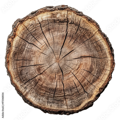 PNG Cross-section of a tree trunk with detailed rings