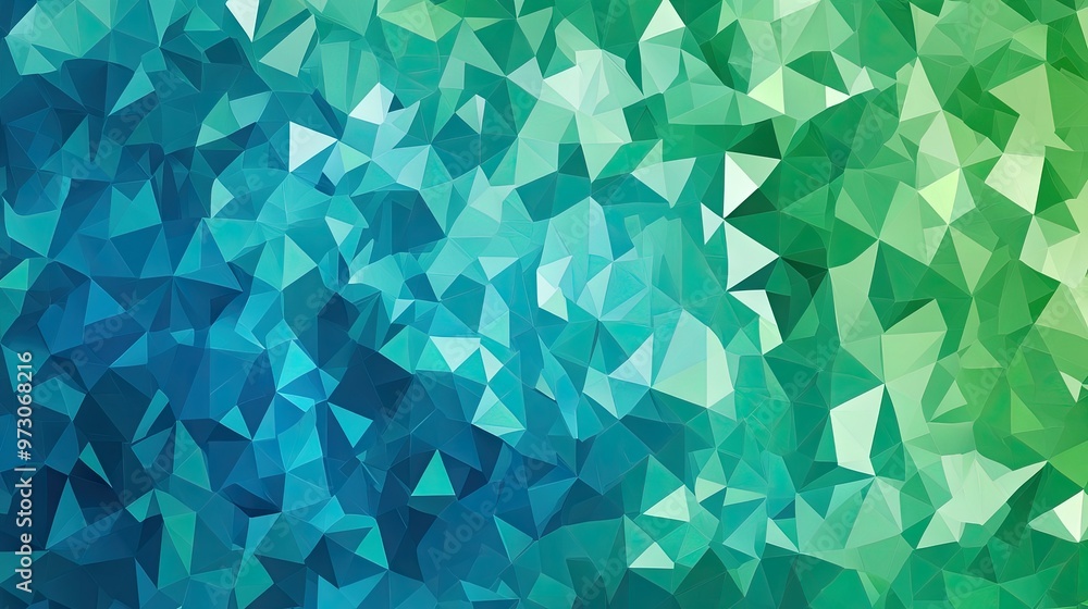 Abstract background with a geometric pattern of triangles in varying shades of blue and green. Abstract background with a geometric pattern of triangles in varying shades of blue and green.