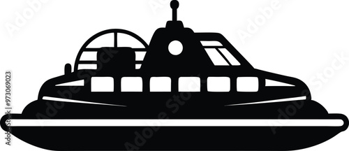 Hovercraft silhouette Vector Icon and Illustration Isolated on white background.