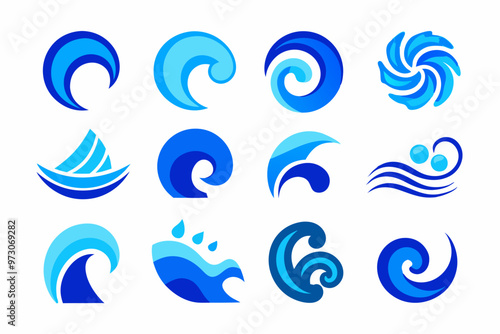 blue waves icon vector, pattern with waves