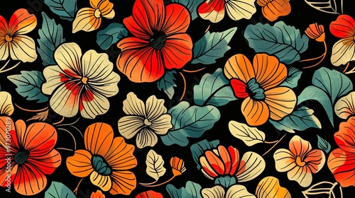 Wallpaper Mural colourful flower pattern wallpaper Torontodigital.ca