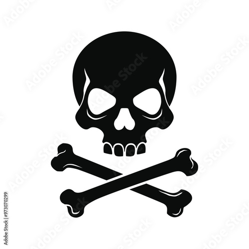 Minimal skull and crossbones on white background. Vector illustration