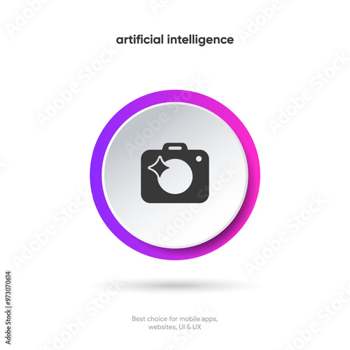 Generate AI button symbol. Artificial intelligence sign button. Machine learning generator and generate text and image press button prompt. Magic stars symbol. Chat brain assistant