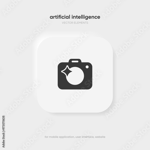 Generate AI button symbol. Artificial intelligence sign button. Machine learning generator and generate text and image press button prompt. Magic stars symbol. Chat brain assistant