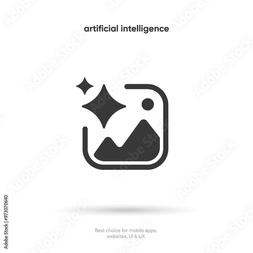 Generate AI button symbol. Artificial intelligence sign button. Machine learning generator and generate text and image press button prompt. Magic stars symbol. Chat brain assistant