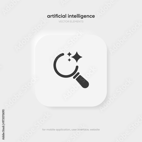 Generate AI button symbol. Artificial intelligence sign button. Machine learning generator and generate text and image press button prompt. Magic stars symbol. Chat brain assistant