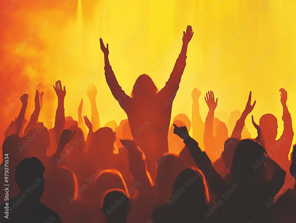 Christian worship young people silhouette lifting hand
Christian worship young people silhouette lifting hand