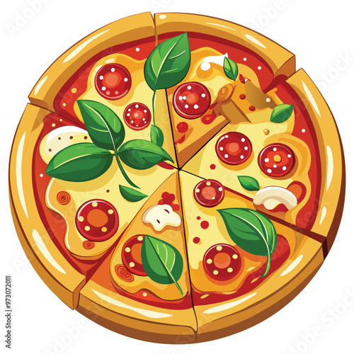 hand drawn cartoon pizza illustration