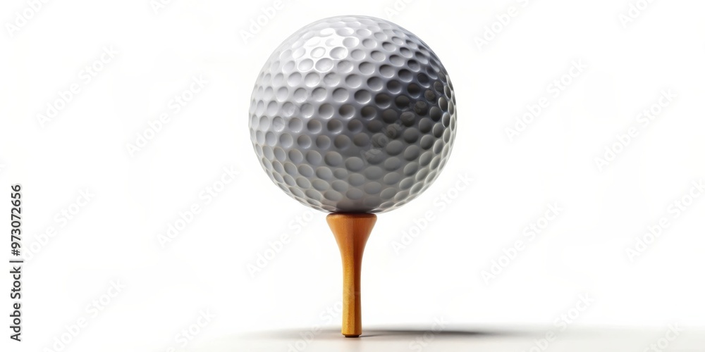 Golf ball on tee isolated on white background with clipping path Golf ball on tee isolated on white background with clipping path