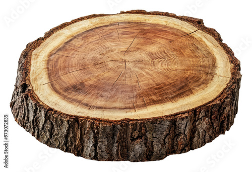 PNG Natural wood stump with a smooth surface and bark