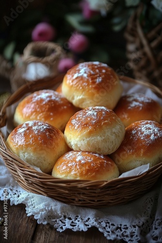 Piesi - A type of bread roll, often enjoyed as a snack or with a meal, soft and slightly sweet.