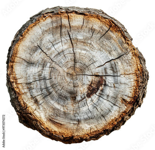 PNG Detailed view of a tree stump showcasing age rings photo