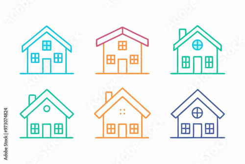 House icon, vector house logo, simple line art logo, home icon, building house icon