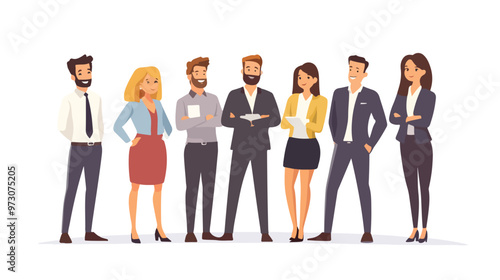 Business Team Ready for Work Men and Women isolated on white background