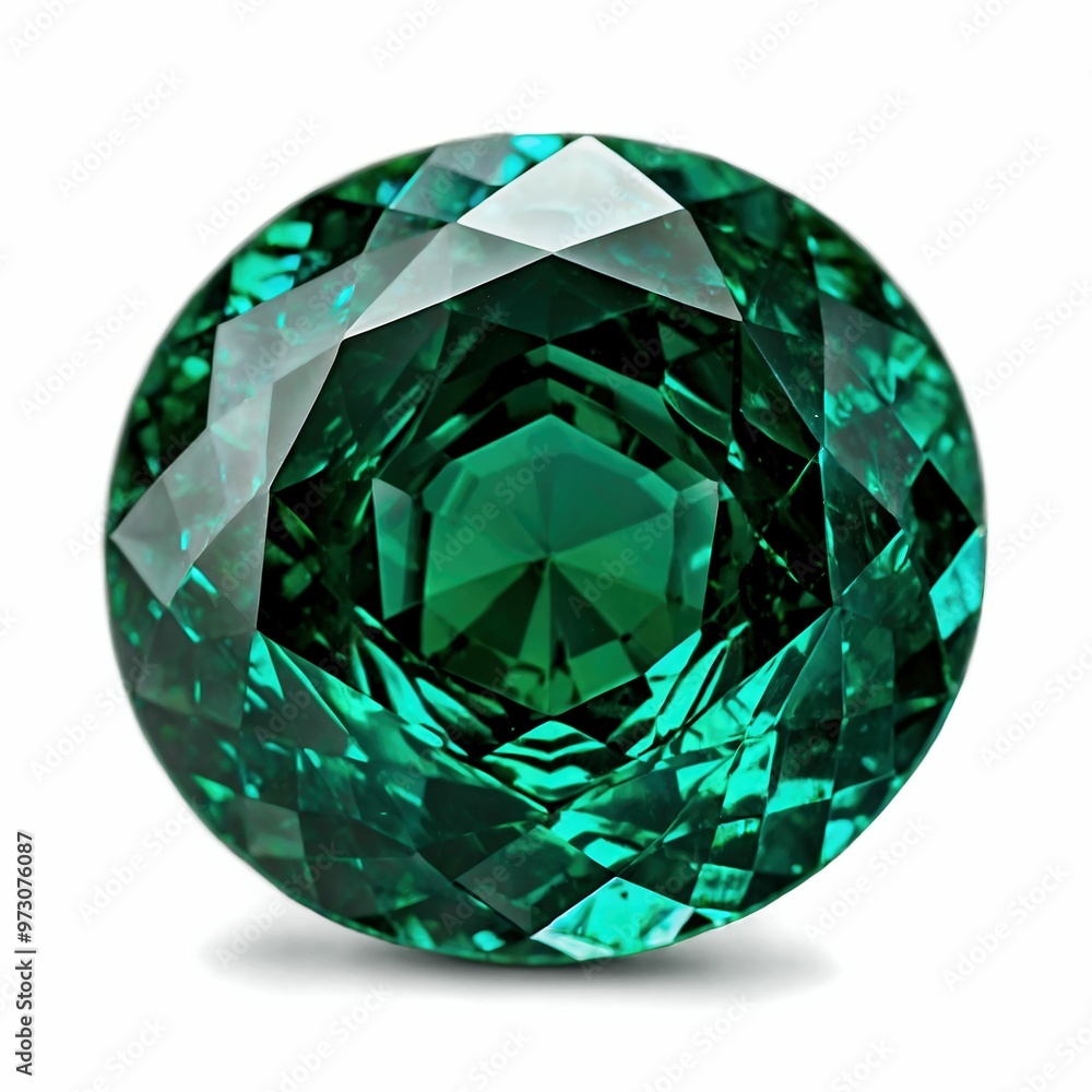 Round Brilliant Cut Green Emerald Gemstone Round Brilliant Cut Green Emerald Gemstone