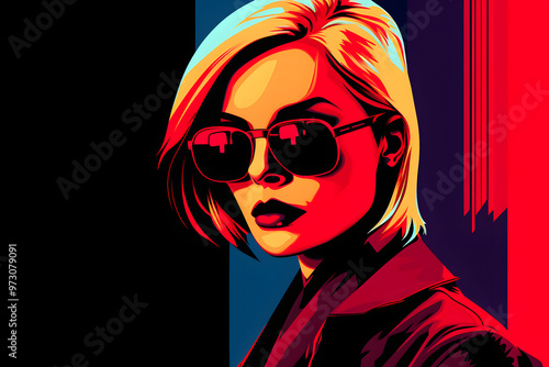 pop art style illustrated agent, illustration agent, female agent