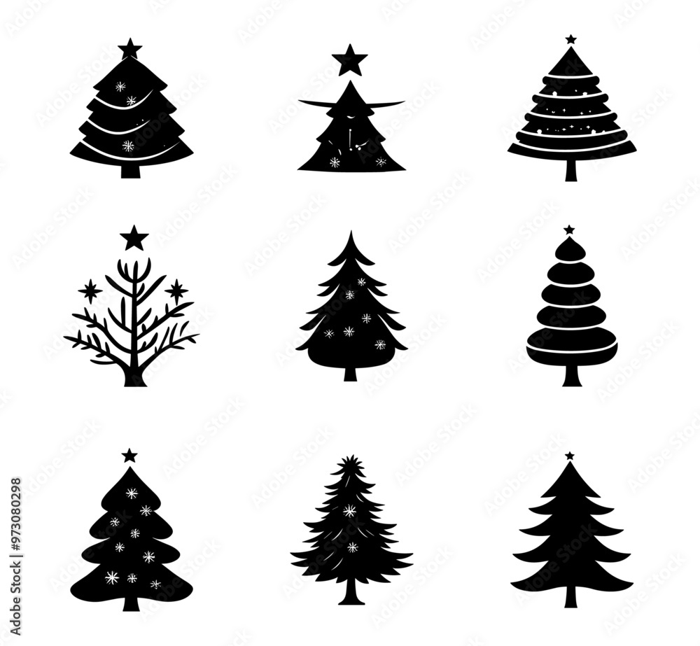 Obraz premium Christmas tree icon collection - vector illustration