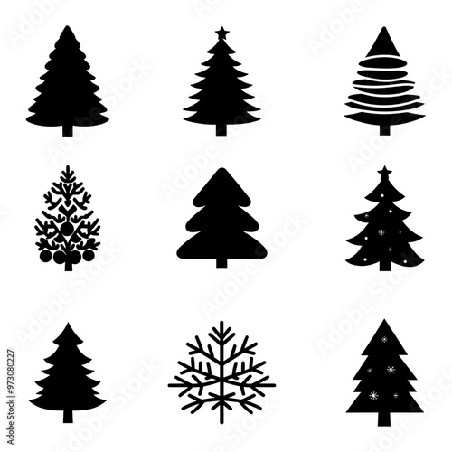 Christmas tree icon collection - vector illustration