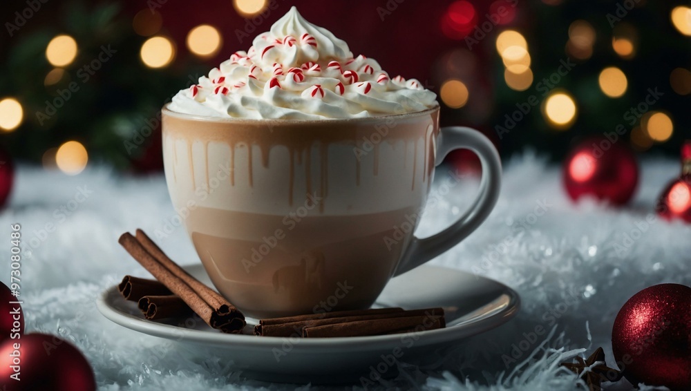Peppermint latte with a Christmas background Peppermint latte with a Christmas background