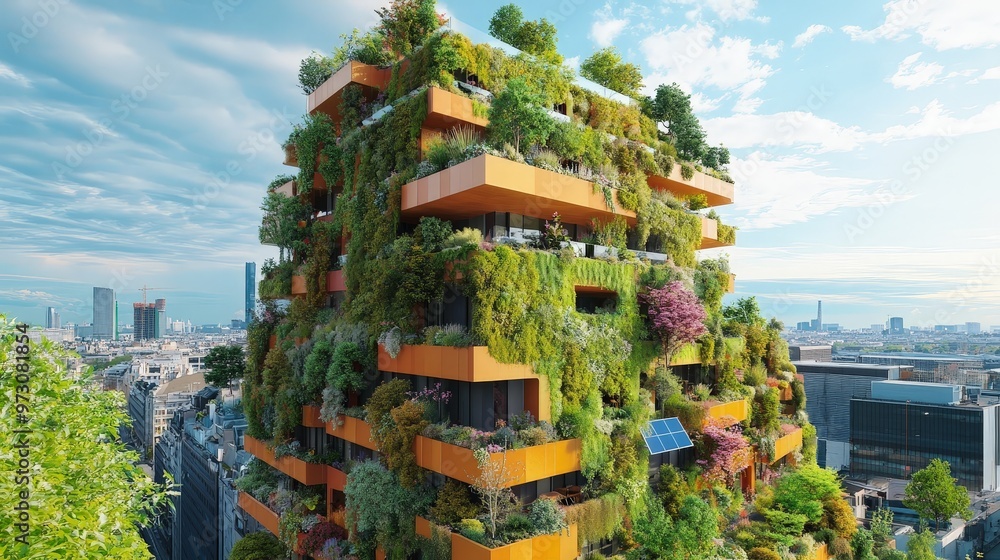 A sustainable urban development project integrates green roofs, vertical gardens, and solar panels, A sustainable urban development project integrates green roofs, vertical gardens, and solar panels,