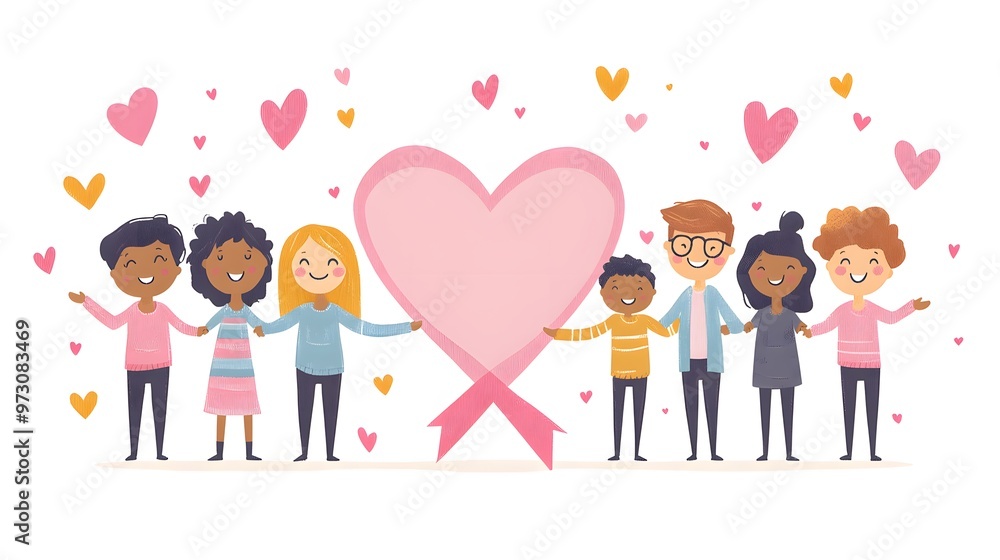 Pink Ribbon Day, cartoon animation vector style. Pink Ribbon Day, cartoon animation vector style.