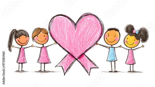 Pink Ribbon Day, cartoon animation vector style.