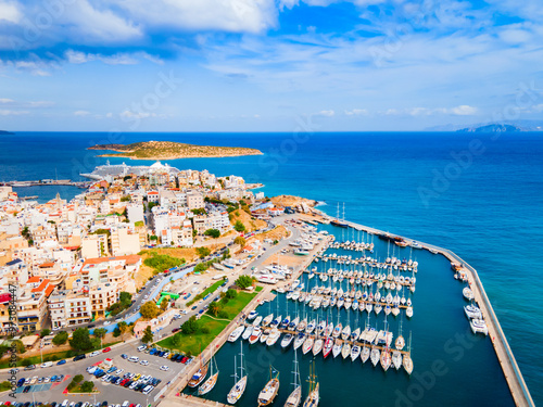 Agios Nikolaos aerial panoramic view, Crete island, Greece photo