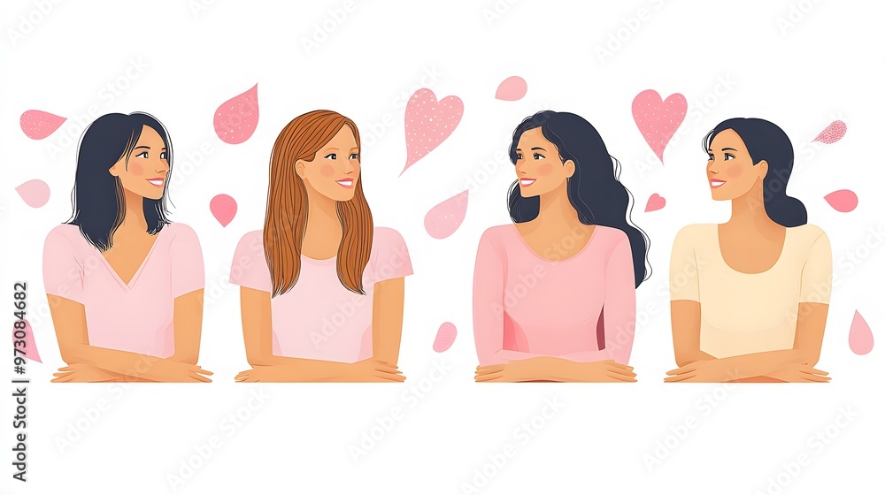 Breast cancer prevention, flat vector illustration.