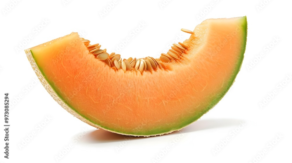 Halved Ripe Cantaloupe Melon Slice with Visible Seeds Closeup Halved Ripe Cantaloupe Melon Slice with Visible Seeds Closeup