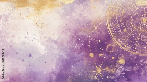 abstract astrology background with circles in lavender and soft gold colors