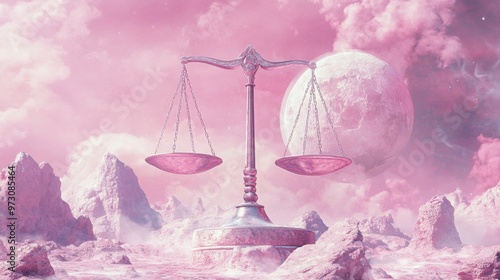 Libra in soft pink and silver colors