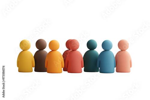 Minimalistic Cartoonish Flat Matte Group of Diverse Users Icon | Isolated on Transparent & White Background | PNG File with Transparency