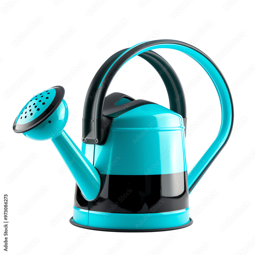 Stylish blue and black watering can with ergonomic handle, perfect for gardening and plant care. Ideal for indoor or outdoor use., transparent background Stylish blue and black watering can with ergonomic handle, perfect for gardening and plant care. Ideal for indoor or outdoor use., transparent background