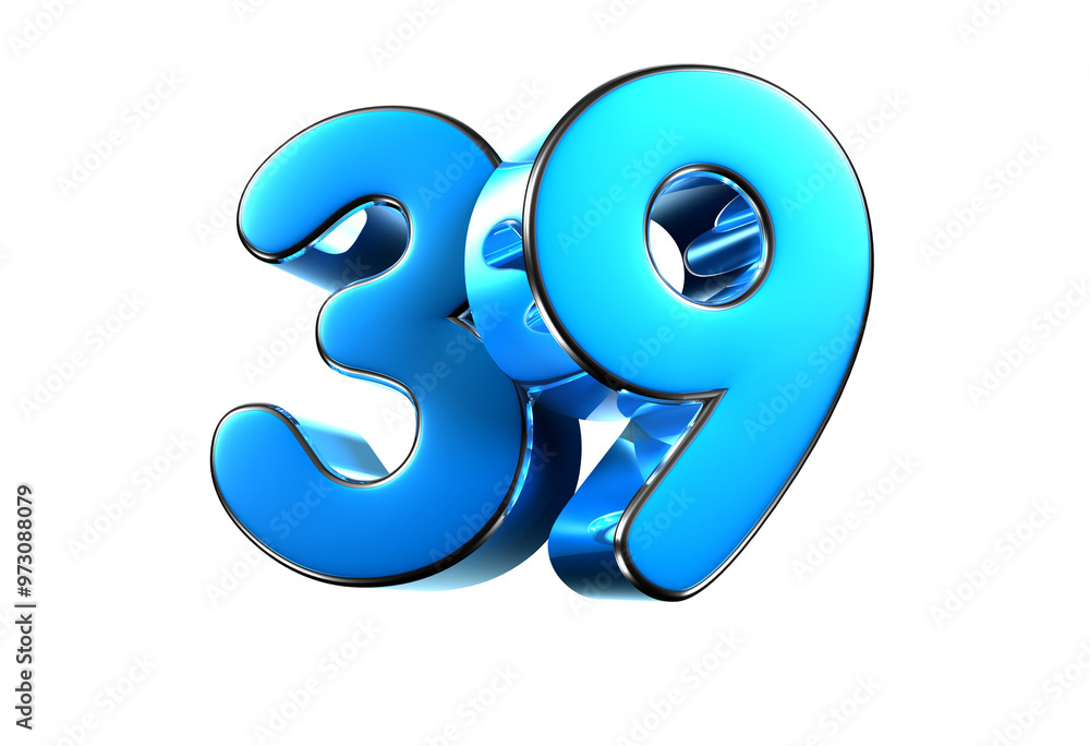 Blue number 39 3d illustration. Advertising signs. Product design. Product sales Blue number 39 3d illustration. Advertising signs. Product design. Product sales