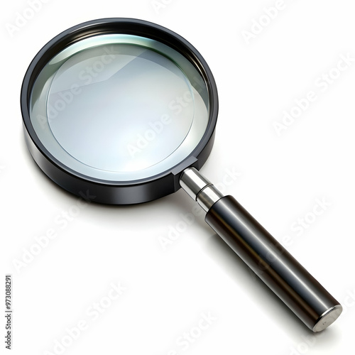 magnifier glass black big glass on white background