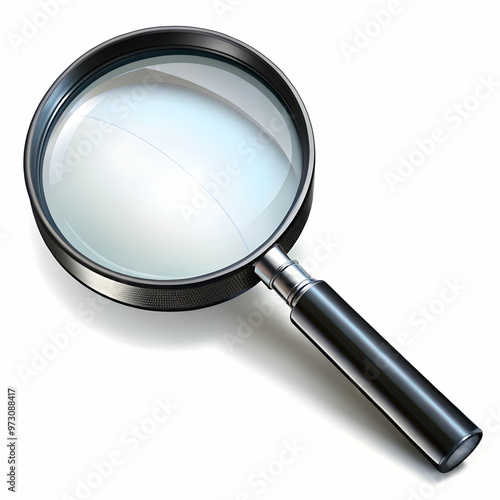 magnifier glass black big glass on white background