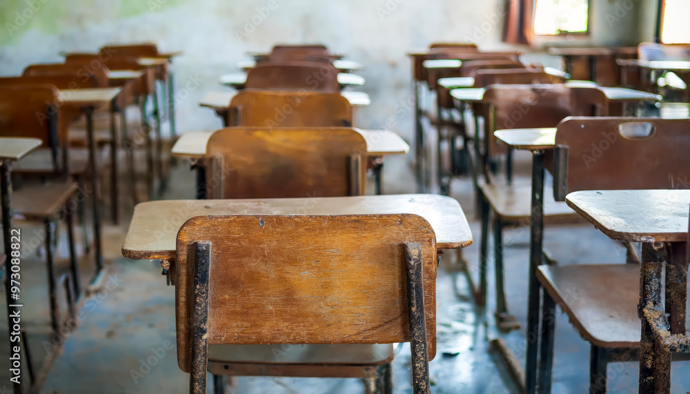 selective soft and blurry focus old wooden rows of lecture chairs in classroom in poor schools selective soft and blurry focus old wooden rows of lecture chairs in classroom in poor schools