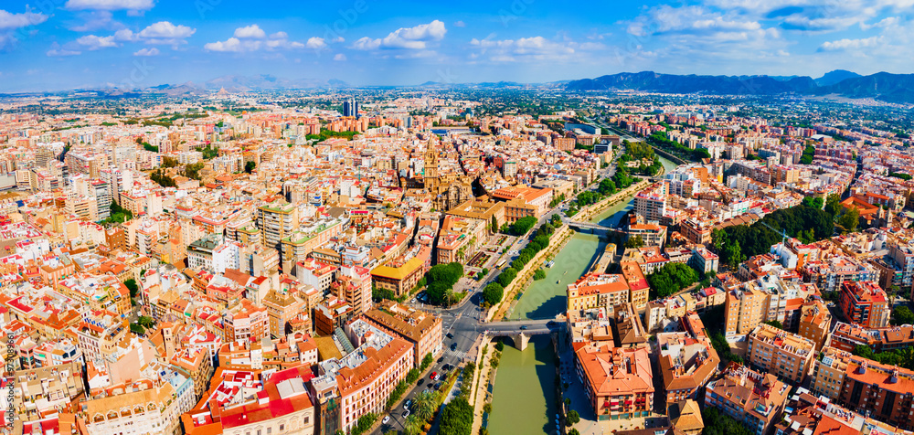 Obraz premium Murcia city aerial panoramic view in Spain