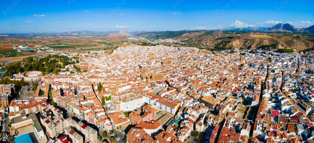 Obraz premium Antequera aerial panoramic view, Malaga province, Spain