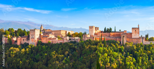 The Alhambra aerial panoramic view in Granada, Spain