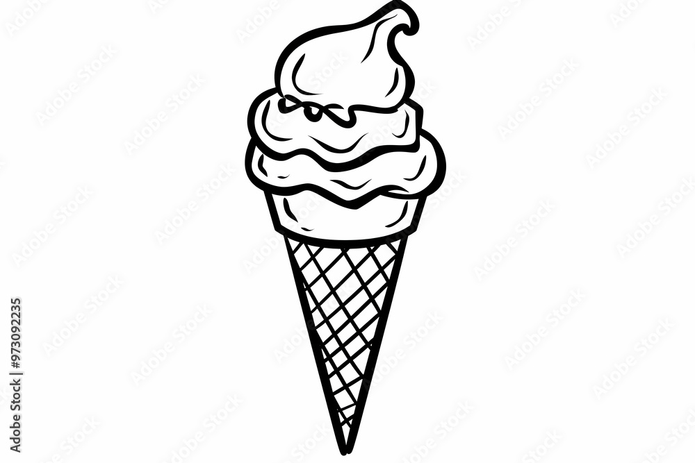 Delicious Ice Cream Cone Coloring Page Illustration - Perfect for Summer Fun and Kids' Creativity Delicious Ice Cream Cone Coloring Page Illustration - Perfect for Summer Fun and Kids' Creativity