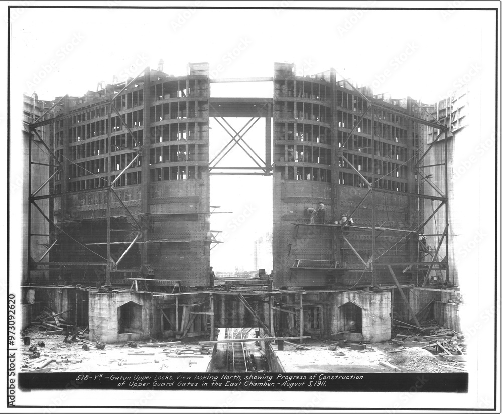 Αυτοκόλλητο Fotografía antigua de las compuertas del canal de panama