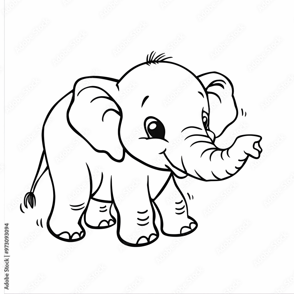 Fototapeta premium Adorable Baby Elephant: Playful and Cute Coloring Page 
