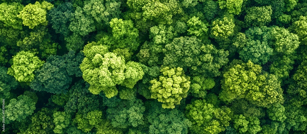Aerial view of a lush green forest canopy, showcasing a variety of tree types and textures. Aerial view of a lush green forest canopy, showcasing a variety of tree types and textures.