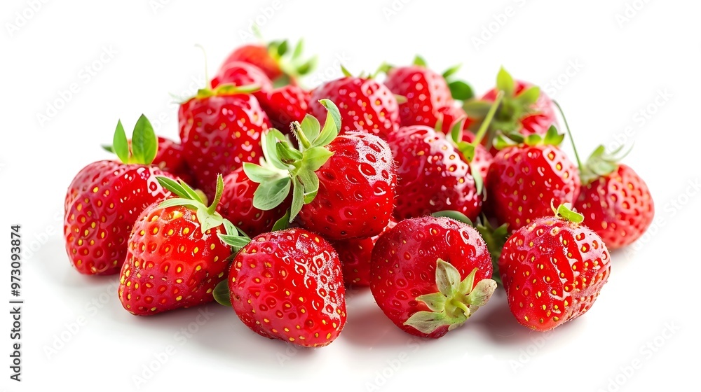 Strawberries isolated on white background. Fresh strawberry with leaves. Strawberries isolated on white background. Fresh strawberry with leaves.