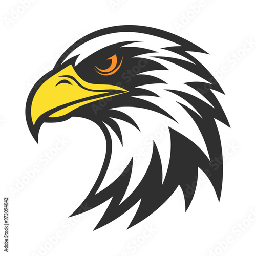 Bold eagle head mascot illustration, ideal for sports team logos and strong, dynamic branding. photo