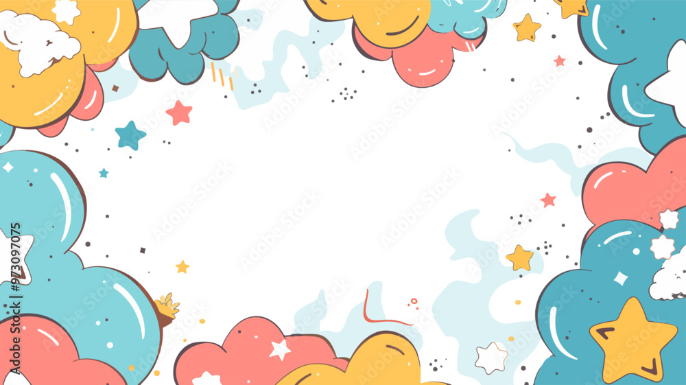 Clouds doodle banner vector poster Clouds doodle banner vector poster